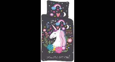 Unicorn Peuterdekbedovertrek Unicorns are Real 100 x 135 cm - Katoen