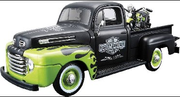 Maisto Ford F-1 1948 Met Harley-Davidson schaal 1:24 (groen/zwart)