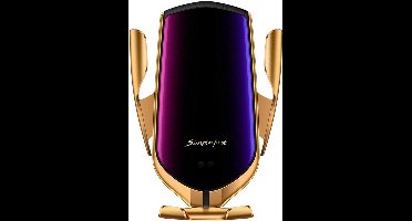 R2 Auto Telefoonhouder met ingebouwde Qi lader - Draadloze roteerbaar oplader met Infrarood sensor voor GSM/Smartphone - Goud