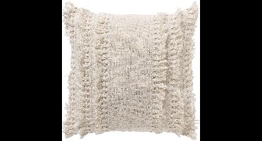 Dutch Decor FARA - sierkussen 45x45 cm - 100% katoen - met franjes - Snow White - wit - Inclusief binnenkussen - Luxe kussens voor woonkamer & bank