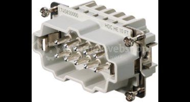 Harting Weidmüller Benelux HDC insert - HDC HE 10 MT / Contact insert (industry plug-in connectors), Male, 500 V, 16 A, Numbe, Contactblok voor rechthoekige connector, Verkoop per: 1 x 1 stuk -