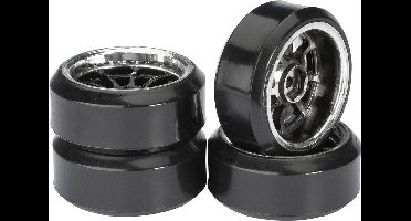 Absima 1:10 Straatmodel Complete wielen Drifter C 9-spaaks Zwart-chroom 4 stuk(s)