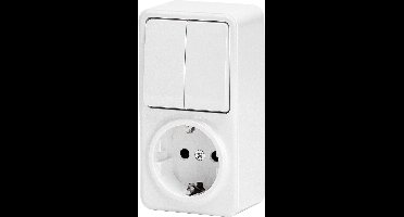 Wandcontactdoos - Igia Winy - Opbouw - 1-voudig Stopcontact - 2-voudig Wisselschakelaar - Randaarde - Wit