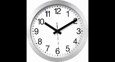 Perel Wandklok, rond, analoog, 30 cm, radiogestuurde tijdsaanduiding (DCF), aluminium, zilver