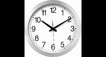 Perel Wandklok, rond, analoog, 40 cm, radiogestuurde tijdsaanduiding (DCF), aluminium, zilver