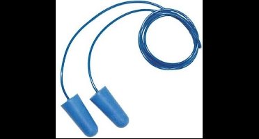 HACCP oordoppen.  Blauw, detectable. Oorpluggen, oorbescherming met koord.