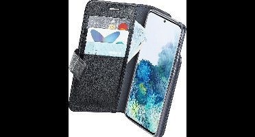 Musthavz Samsung Galaxy S20 PLUS hoesje - S20+ Wallet case met ruimte voor 3 pasjes en briefgeld - Magnetische sluiting - Zwart
