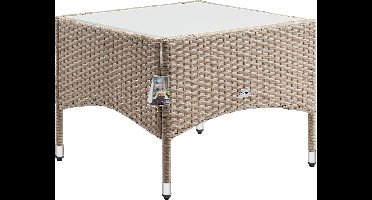 CASARIA Polyrattan Bijzettafel - Buiten 58x58x42cm - Crème