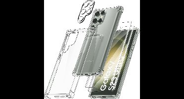 Hoesje Geschikt Voor Samsung Galaxy S23 Ultra hoesje transparant - 3 in 1 - Met screenprotector 2x – camera lens screenprotector