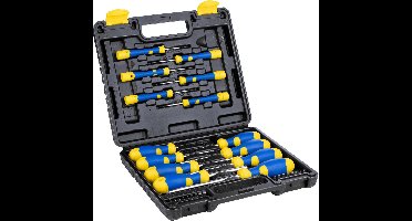 Kinzo Schroevendraaierset 32-Delig - Incl. Koffer - Schroevendraaiers met Magnetische Tip - Zwart, Geel, Blauw