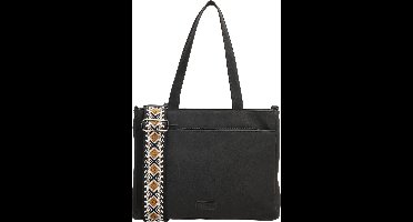 Beagles Malaga Hand & Schoudertas Shopper met Trendy Schouderband - Tote Bag - Dames Tas - Zwart