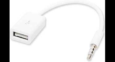 Mini Jack 3,5mm naar USB Female - 15 cm - Wit
