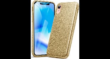 Hoesje geschikt voor Apple iPhone Xr Hoesje Glitters Siliconen TPU Case Goud - BlingBling Cover van iCall