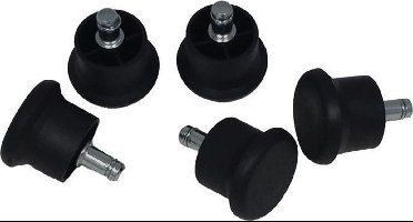 Bureaustoel glijders / pootjes - set van 5 - ijzeren staafje 14,5 mm - Diameter pootje: 5 cm