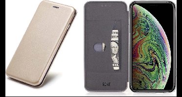 Kunstlederen Hoesje geschikt voor Apple iPhone Xs Max Goud - Wallet Book Case Cover van iCall
