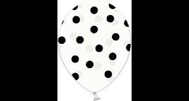 Partydeco - Ballonnen Clear dots Zwart 50 stuks