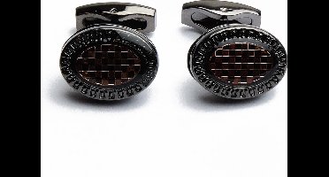 Manchetknopen - Geruit Dambord Ovaal Bruin