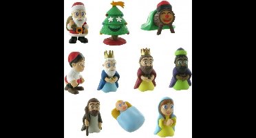 kinder speelset kerststal speelfiguren (10 stuks met oa Jezus en Maria)