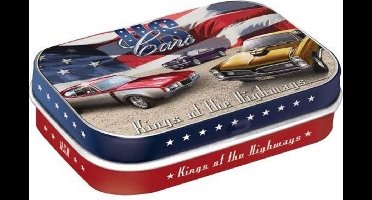 USA Cars Kings Of Highways - Pepermunt - Metalen Blikje - Mint Box 4 x 6 cm