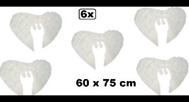 6x Vleugel engel wit 60x75cm - kerst musical kerstfeest engelen carnaval thema party winter kerk festival black and white