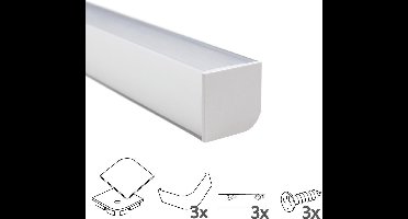 1M Led strip profiel - breed recht - Profiel voor led strips - Wit - Led profiel