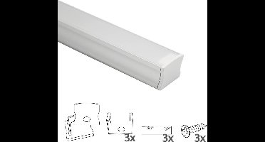 1M led strip profiel opbouw - 15mm hoog - Led profiel opbouw - Wit