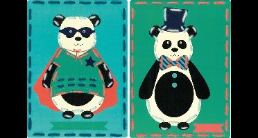 Vervaco - Borduurkaart kit - Circus panda's set van 2 - PN-0157042 - Borduren - Borduurpakket - Borduurpakket kind