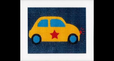 Vervaco - Stramien kit - Gele auto - PN-0150308 - Borduren - Borduurpakket - Borduurpakket kind