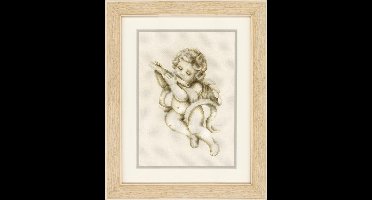 Vervaco - Telpakket kit - Sepia - Engel met dwarsfluit - PN-0021858 - Borduren - Borduurpakket - Borduurpakket volwassenen