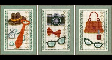 Vervaco - Miniatuur telpakket kit - Vintage accessoires set van 3 - PN-0150399 - Borduren - Borduurpakket - Borduurpakket volwassenen - Borduurpakket kind