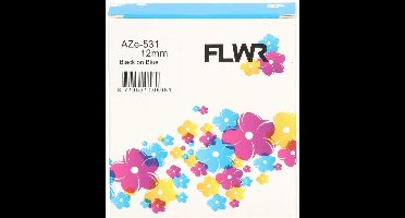 FLWR - Printetiket / TZe-531 / Zwart op Blauw - geschikt voor Brother