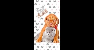 Strandlaken - Best Friends - Hond - Kat - Katoen - 70x140cm