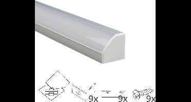 Ledstrip profiel hoek Slim line - compleet inclusief afdekkap van 4 meter - Led hoekprofiel 4M - 18 mm hoog - Wit
