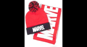 Marvel Muts & Sjaal Set Logo Rood/Zwart