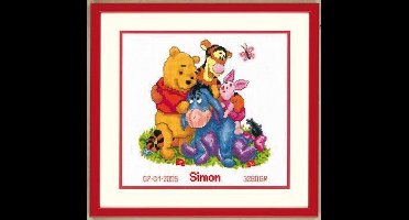 Vervaco Disney borduurpakket geboortetegel Winnie the Pooh en vrienden pn-0014846