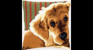 Borduurpakket Lieve pup kruissteekkussen Vervaco voorbedrukt pn-0158555