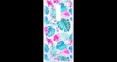 Shop4 - Geschikt voor Xiaomi Mi 9T Hoesje - Zachte Back Case Bloemen en Bladeren Transparant