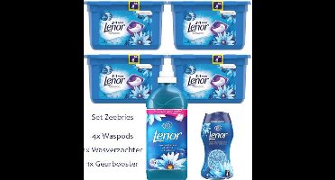 Lenor Set Zeebries - 4x waspods - 1x wasverzachter 1,15L - 1x geurbooster