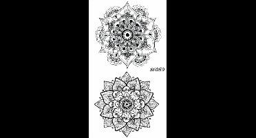 Hiden - Mandala Art Nep Tattoos - Plak tattoos - Body Art - Spirituele Geometrie - 10 x 6 CM - Zwart