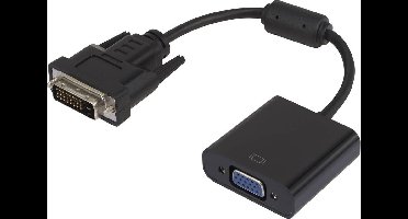 Renkforce RF-3301134 DVI / VGA Adapter [1x DVI-stekker 24+1-polig - 1x VGA-bus] Zwart Met Ferrietkern, Vergulde steekco