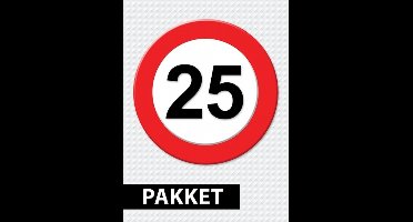 Shoppartners Verkeersbord 25 jaar feestartikelen pakket - Verjaardag versiering