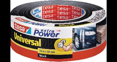 Tesa extra Power Universal, ft 50 mm x 50 m, zwart 6 stuks