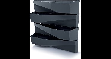 Prosperplast Hangende Plantenbakken - set van 4x - kunststof - verticale tuin - L78 x B19 x H35 cm - antraciet grijs