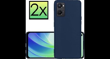 Hoesje - 2 Stuks - Geschikt voor OPPO A76 - Sterk & Shockproof - Case Siliconen - Back Cover - Telefoon Hoes - Donkerblauw