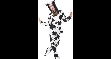 Koe Onesie - zwart/wit - verkleedkleding - koeienpak - verkleden - verkleedfeest - voor kids 146/158