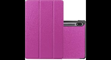 Hoes - Geschikt voor Samsung Galaxy Tab S8 Plus - Dun & Stevig - Trifold Bookcase - Hard Cover - Hardcover Book Case - Tablet Hoesje - Paars