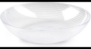 PlasticForte Fruitschaal - 3x - D30 x H6.5 cm - saladeschaal/ serveerschaal - kunststof - transparant