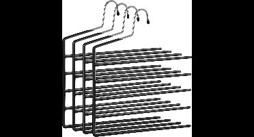 Hoppa! Broekhangers ruimtebesparend, set van 4, meerdere hangers, open uiteinde, antislip, voor elk 5 broeken, voor jeans, handdoeken, sjaals, zwart - Kleerhangers - Kledinghangers