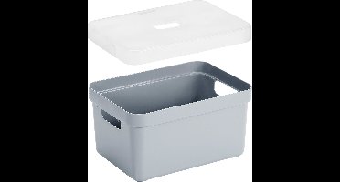 Sunware Opbergbox met transparante deksel - kastmand - grijs - 13 liter - kunststof - 35 x 25 x 18 cm - Opbergers