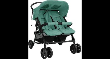 vidaXL - Tweelingkinderwagen - staal - groen